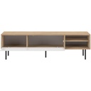 AMPÈRE - Meuble TV Chêne naturel et blanc avec abattant L165x47,9