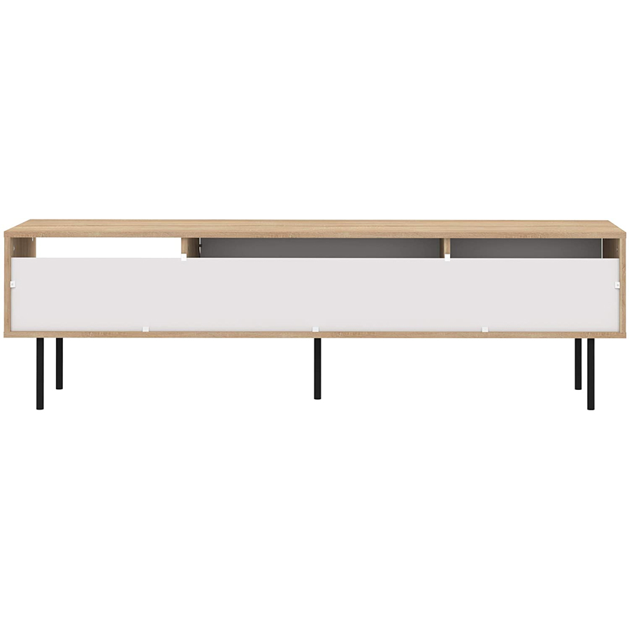 AMPÈRE - Meuble TV Chêne naturel et blanc avec abattant L165x47,9