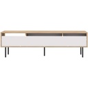 AMPÈRE - Meuble TV Chêne naturel et blanc avec abattant L165x47,9