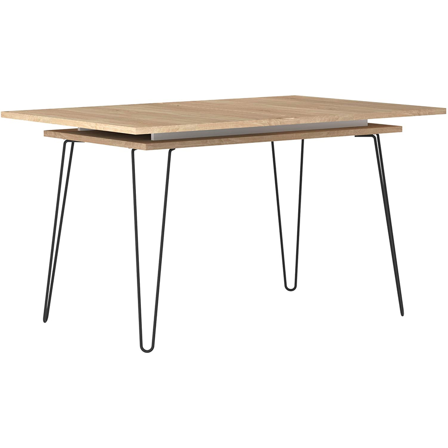AERO - Table extensible chêne naturel et métal gris anthracite 134 X 89,5cm