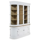 FLAUBERT - Vaisselier vitré 8 portes en pin recyclé blanc patiné
