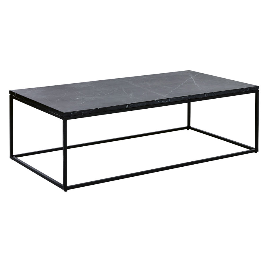 MARBLE - Table basse en marbre noir et métal noir