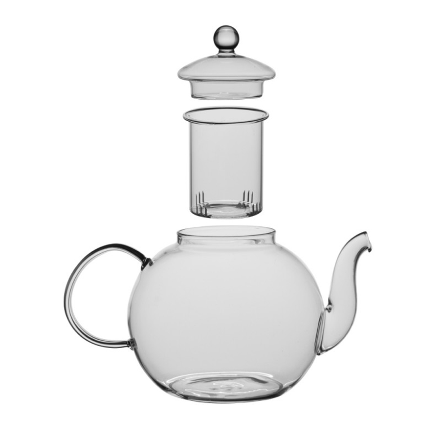 Théière ronde en verre borosilicate 1 L