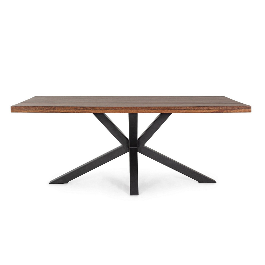 ARNAV - Table à manger en bois, pieds en acier noir 200x100 cm