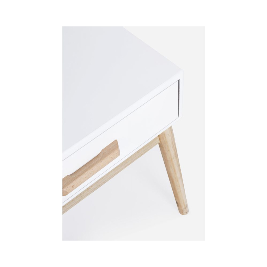 Table de chevet Ordinary en bois blanc et naturel pour chambre élégante à Dakar, Sénégal