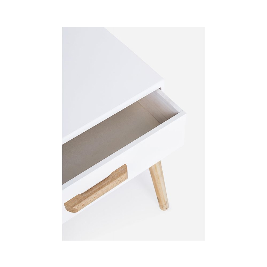 ORDINARY - Table de chevet en bois blanc/naturel 43x30x48 cm