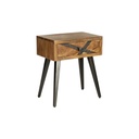 LUND - Table de chevet en bois à motifs noirs 1 tiroir, 48x32xH57cm
