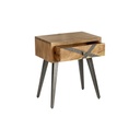LUND - Table de chevet en bois à motifs noirs 1 tiroir, 48x32xH57cm