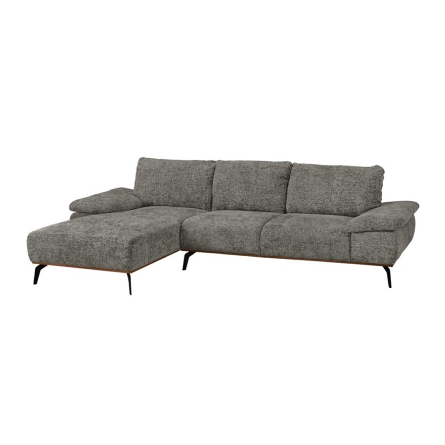 TAHITI - Canapé d'angle gauche 5 places en tissu gris
