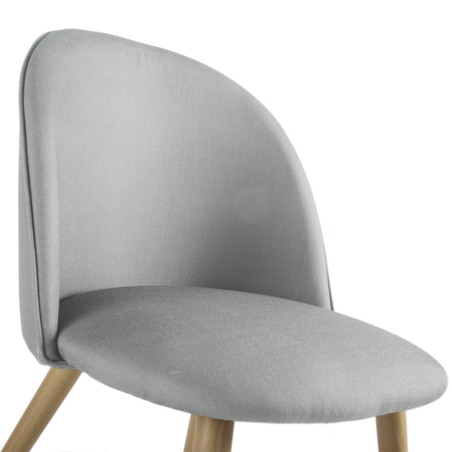 MAURICETTE - Chaise vintage gris acier et métal imitation chêne