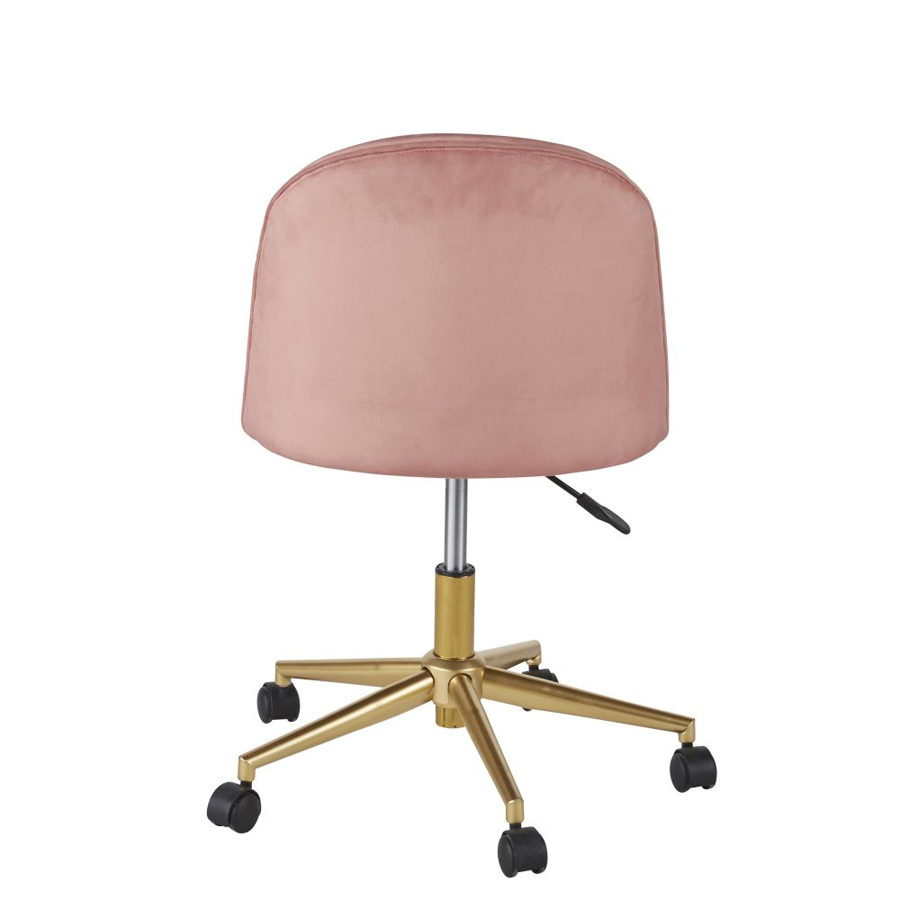 MAURICETTE - Chaise de bureau vintage à roulettes en velours rose