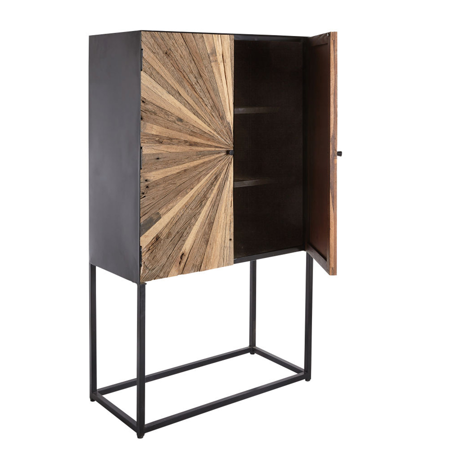 ESTRELLA - Cabinet de rangement 2 portes en bois recyclé et métal