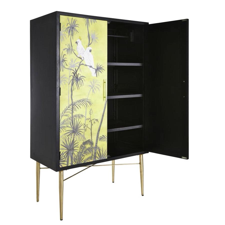 CURITIBA - Cabinet de rangement 2 portes décor tropical peint