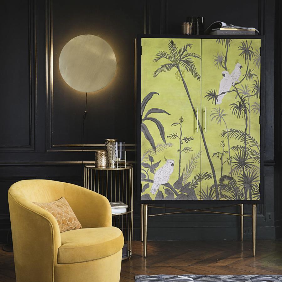 CURITIBA - Cabinet de rangement 2 portes décor tropical peint