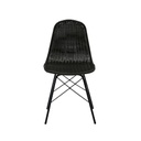BECKETT - Chaise de jardin en acier et résine tressée noire