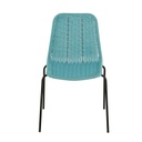 BOAVISTA - Chaise de jardin en résine bleu turquoise et métal noir