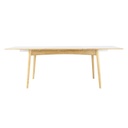 Table à manger extensible Boop blanche en bois clair, idéale pour 6 à 10 personnes à Dakar, Sénégal.