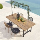 ISABEL - Chaise de jardin en résine tressée noire et métal imitation bois