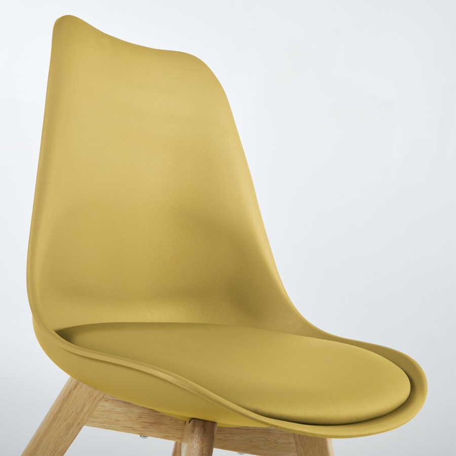 ICE - Chaise style scandinave jaune ocre et hévéa