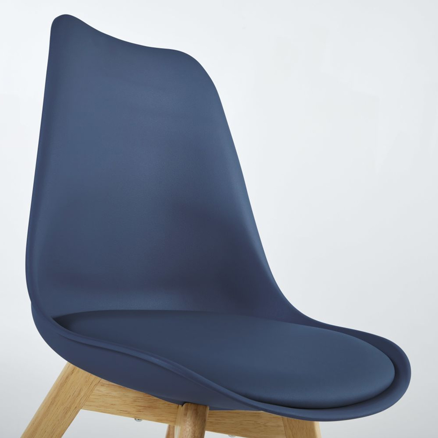 ICE - Chaise style scandinave bleu minéral et hévéa