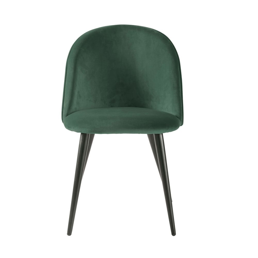 MAURICETTE - Chaise vintage en velours vert et métal noir