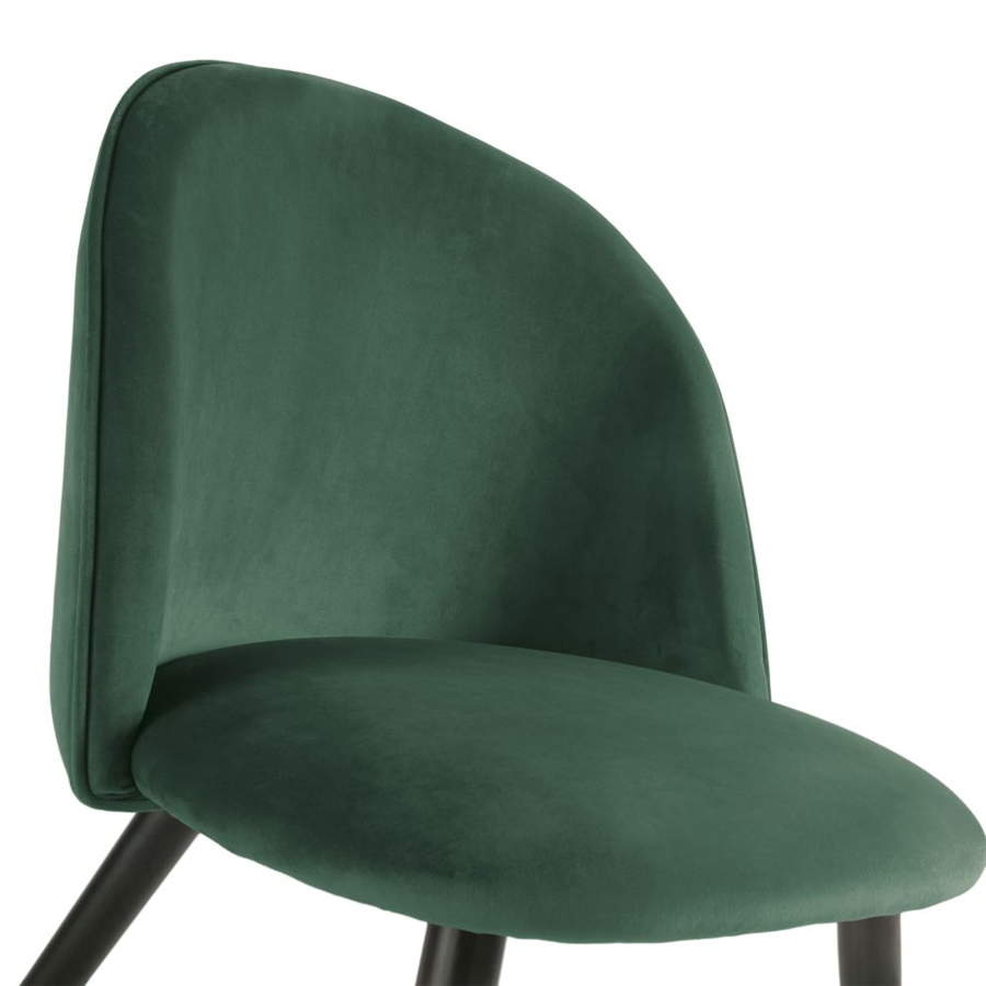 MAURICETTE - Chaise vintage en velours vert et métal noir