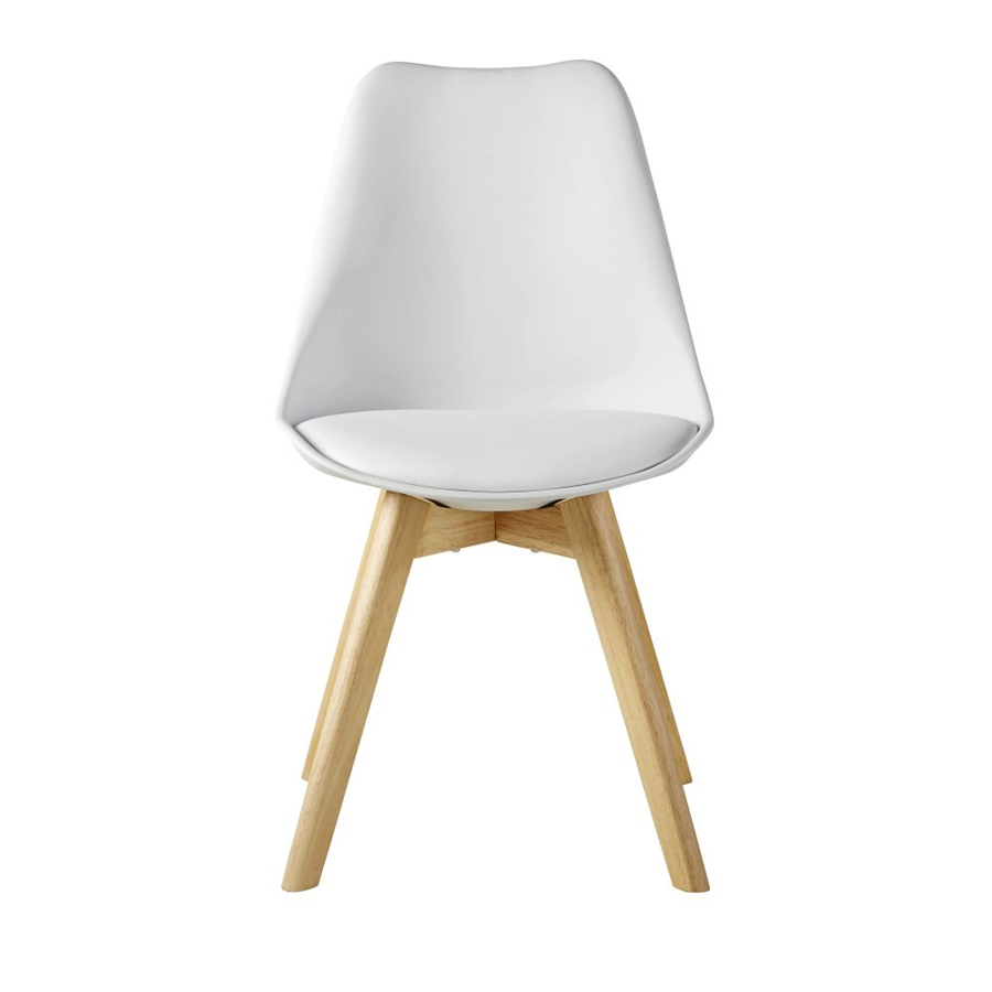 ICE - Chaise style scandinave blanc éclatant et hévéa