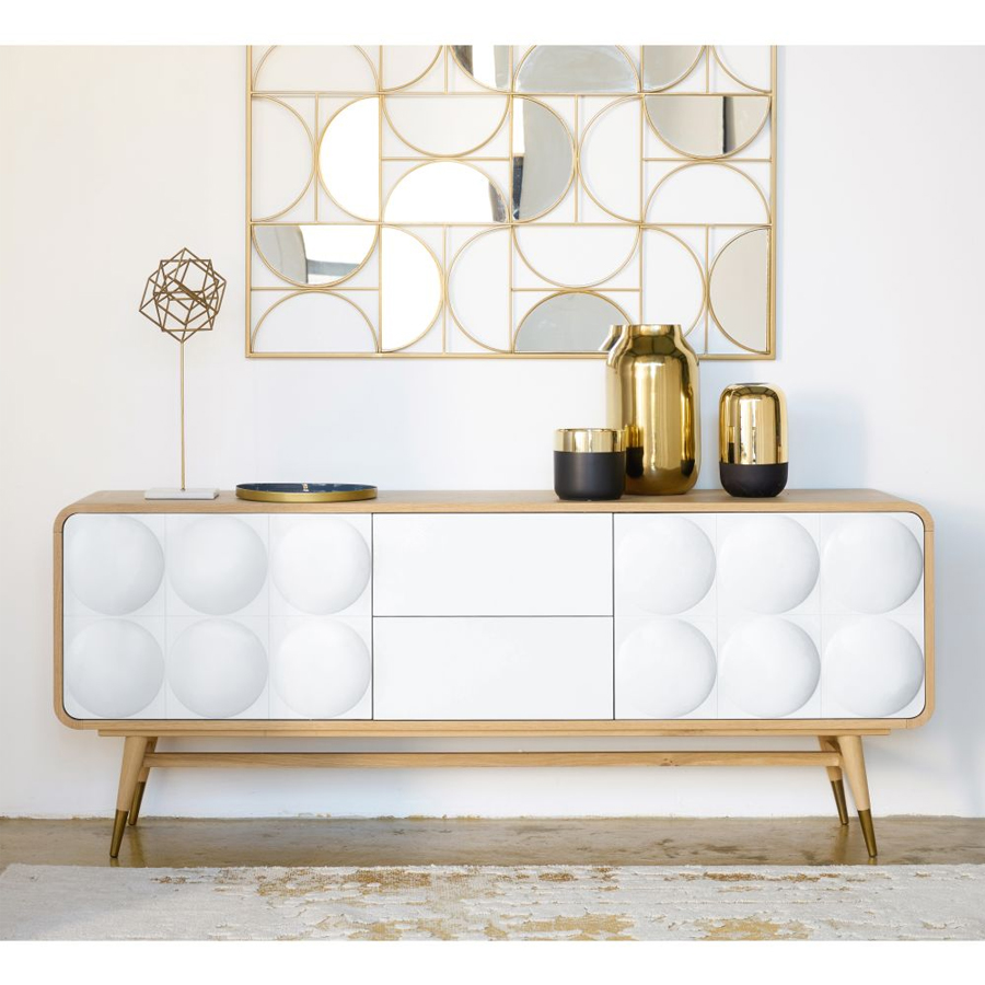 GOLDFINGER - Déco murale miroir en métal doré 90x120
