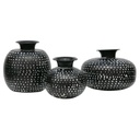 EMORI - Vase en métal noir et blanc H 23 x Ø24 cm