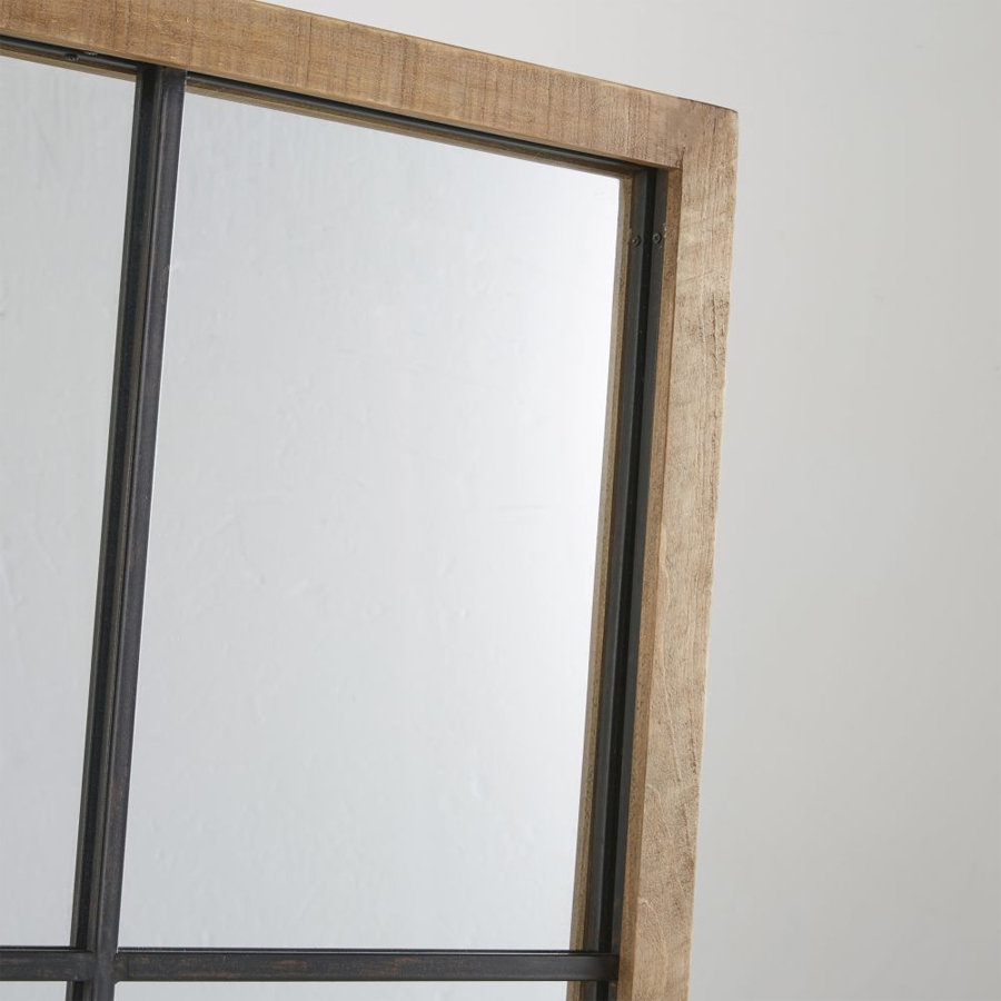 DENYS - Miroir fenêtre en pin et métal effet vieilli 121x165