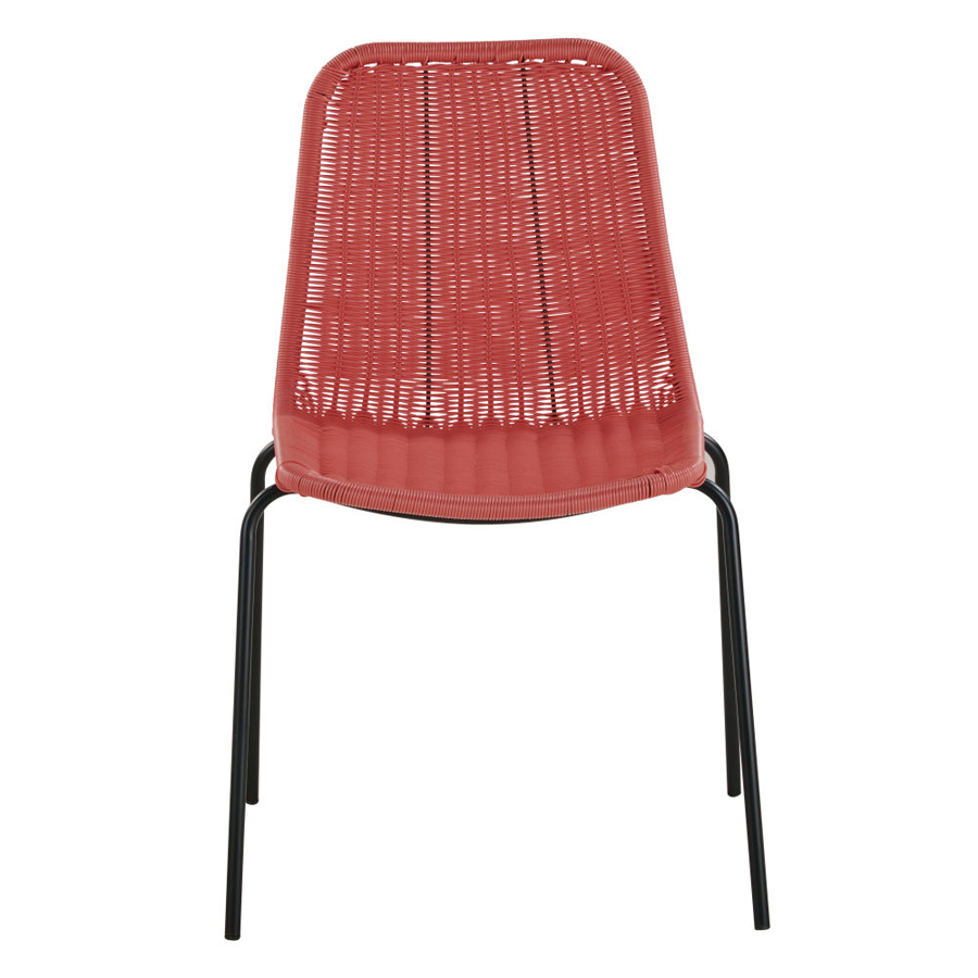 BOAVISTA - Chaise de jardin en résine terracotta et métal noir