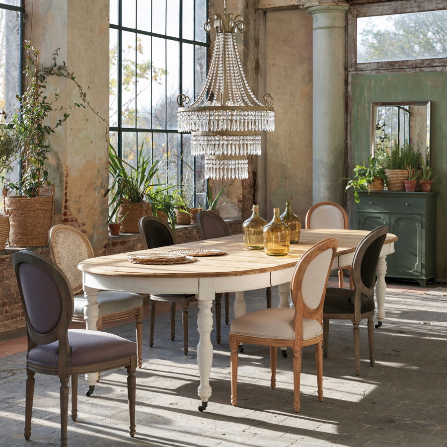 PROVENCE - Table à manger extensible à roulettes 6/14 personnes L125/325