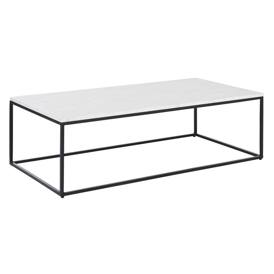 MARBLE - Table basse en marbre blanc et métal noir