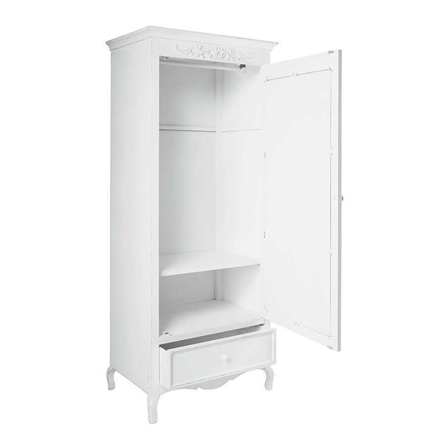 Armoire ELISA, 1 porte, 1 tiroir, finition blanche vieilli coup de pinceau, Dakar Sénégal