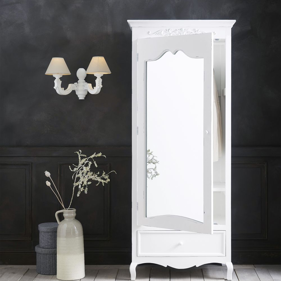 Armoire bonnetière ELISA blanche, 1 porte avec miroir et 1 tiroir, Dakar Sénégal