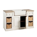 ELEONORE - Meuble bas de cuisine avec évier en manguier ivoire