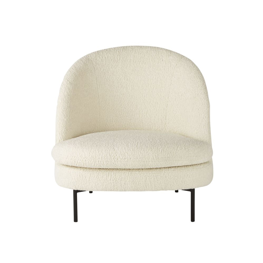 Fauteuil PRANA en bouclettes blanches pour salon élégant à Dakar, Sénégal