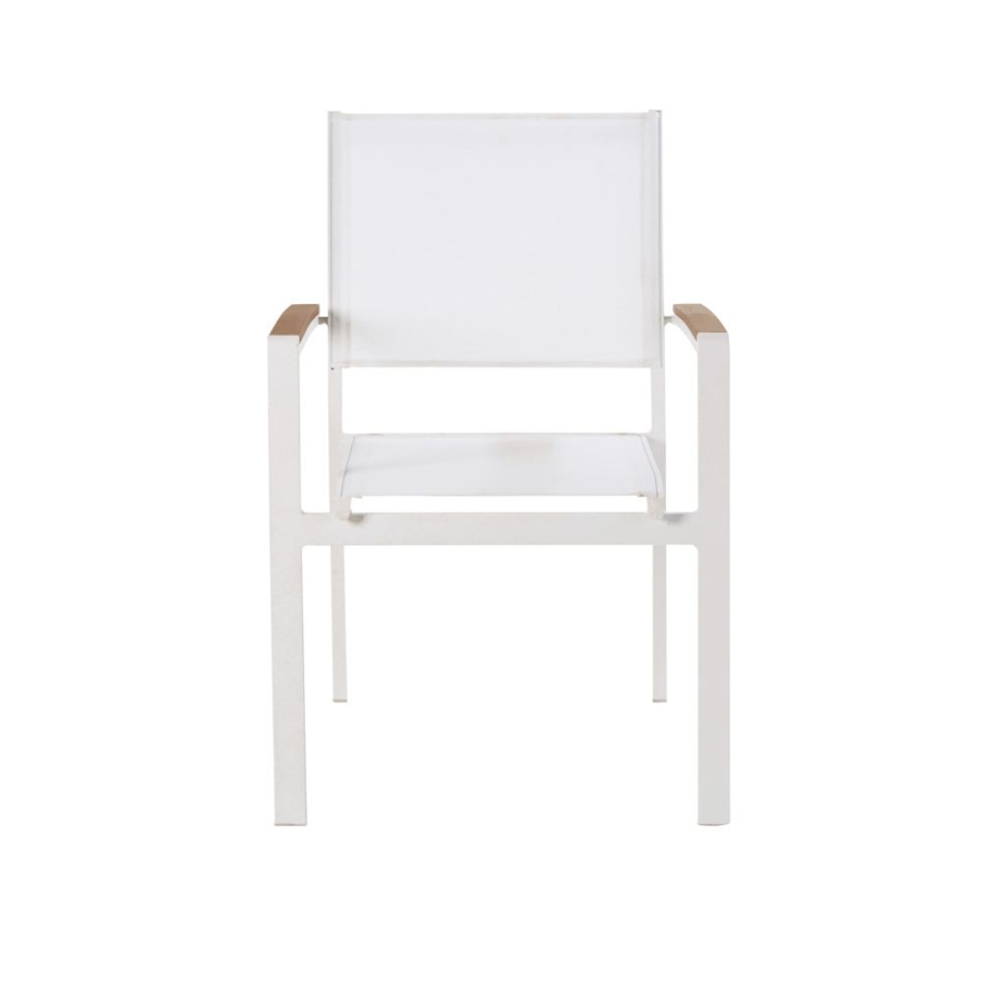 Fauteuil de jardin Fuji en aluminium blanc vu de face - Dakar, Sénégal.