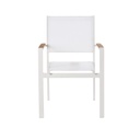 Fauteuil de jardin Fuji en aluminium blanc vu de face - Dakar, Sénégal.