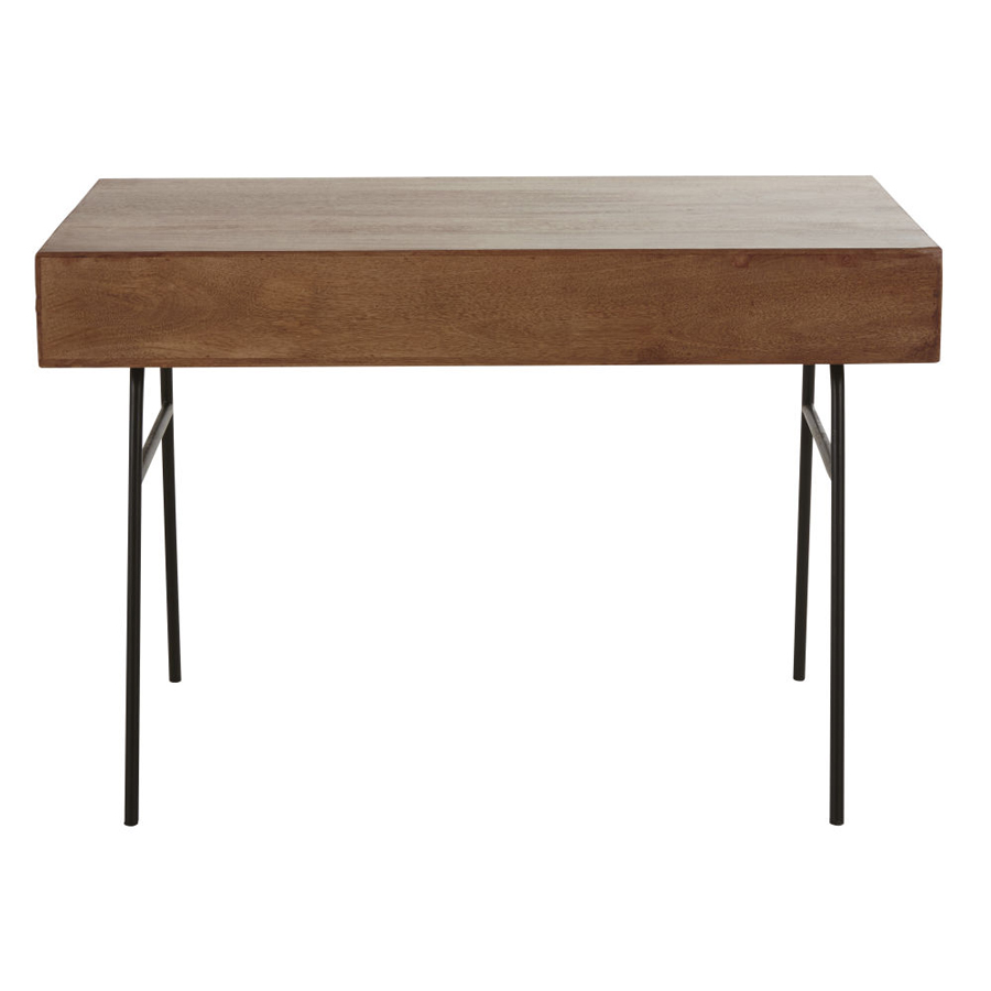 LENOX - Bureau vintage en manguier massif et métal