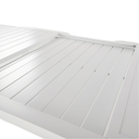 Détail du plateau de la table de jardin extensible Louka en aluminium blanc, Dakar, Sénégal