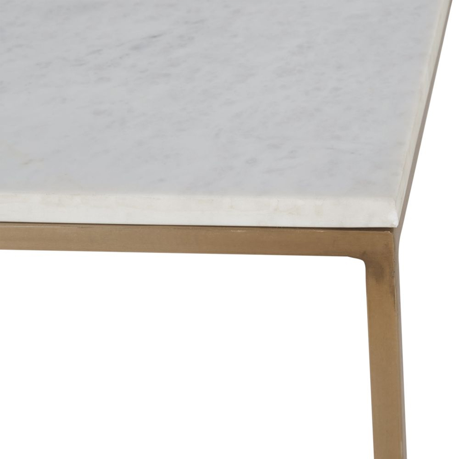 MARBLE - Table basse en marbre blanc et métal coloris laiton