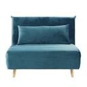 NIO - Banquette clic-clac 1 place en velours bleu pétrole