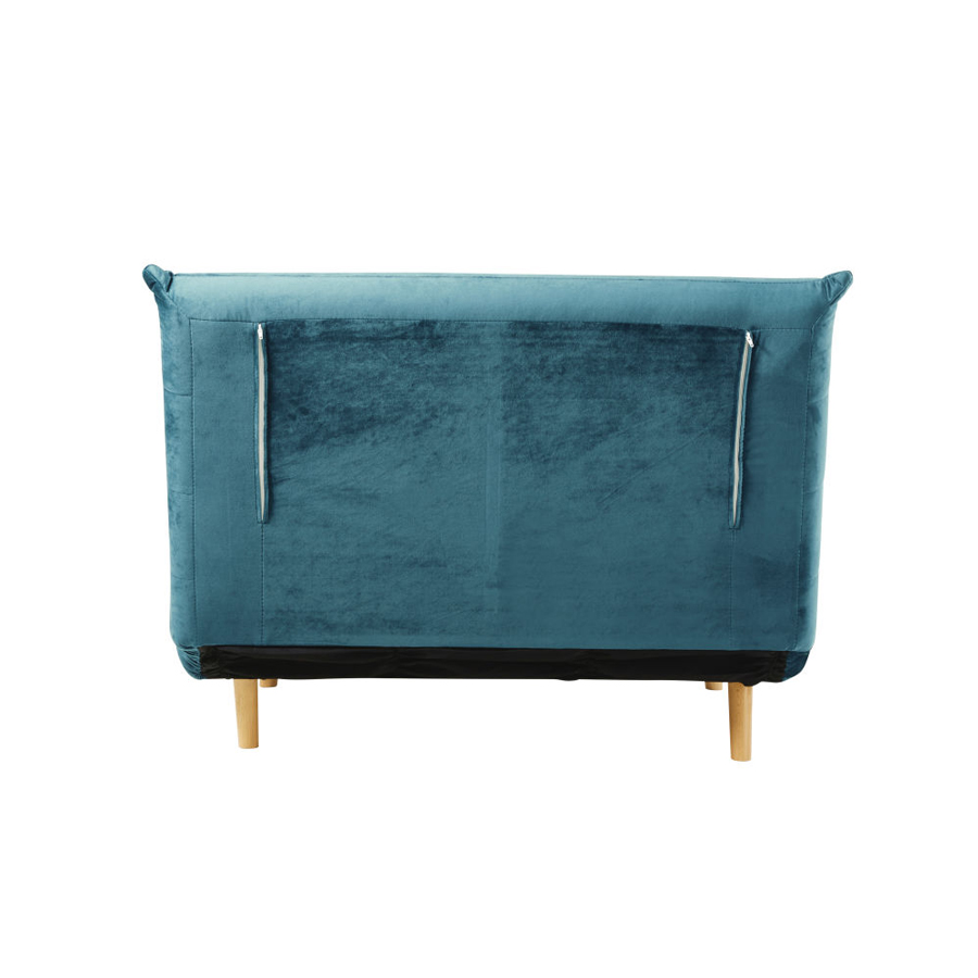 NIO - Banquette clic-clac 1 place en velours bleu pétrole