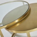 ECLIPSE - Tables gigognes en métal coloris laiton et verre trempé