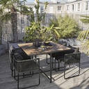 SWANN - Table de jardin en composite imitation teck 4 personnes L110 et fauteuils (x4) en résine noire