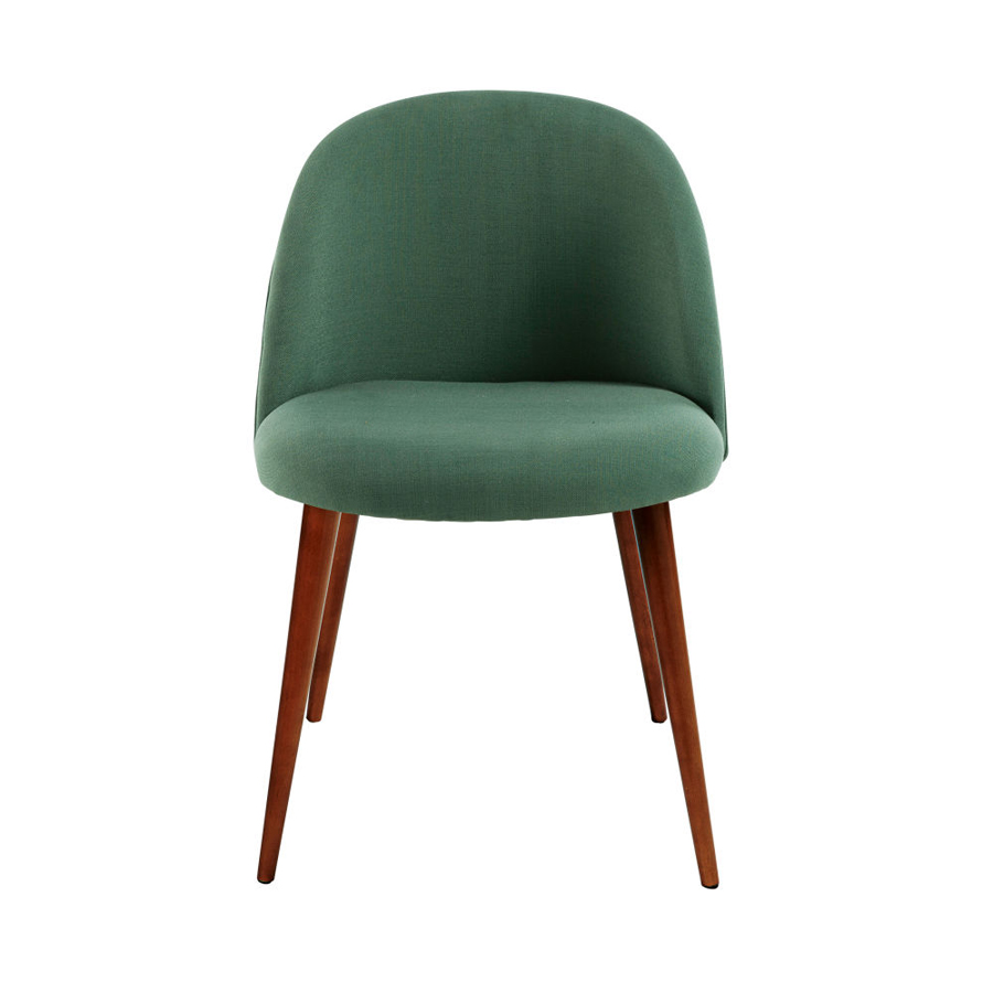 MAURICETTE - Chaise vintage en tissu et bouleau massif vert