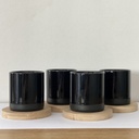 DIRECTION - Coffret de 4 gobelets Noir avec sous tasses 5,7x6,5 cm