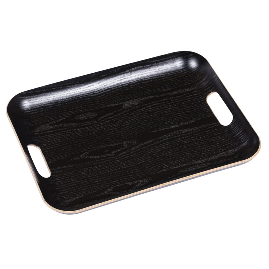 CLASSIC - Plateau rectangle en bois noir 45x36 cm