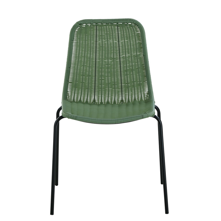BOAVISTA - Chaise de jardin en résine vert kaki et métal noir